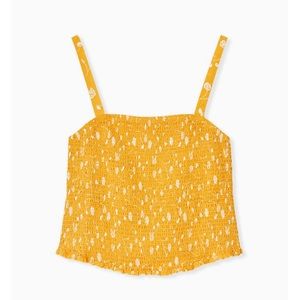 TORRID GOLDEN YELLOW FLORAL SMOCKED CROP CAMI